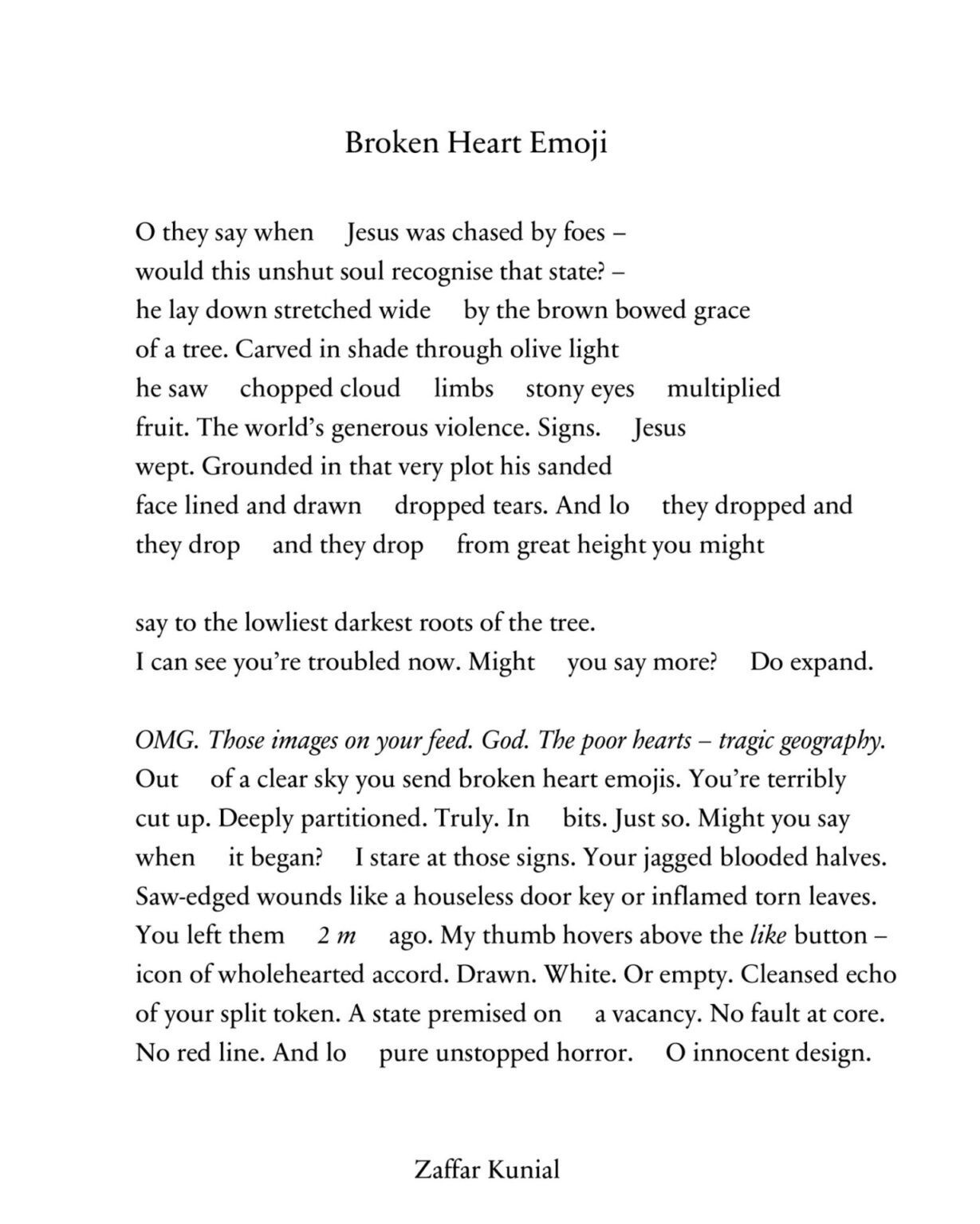 Broken Heart Emoji: a poem by Zaffar Kunial | Caught by the River ...